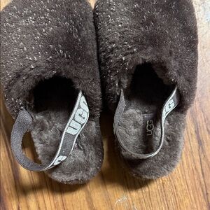 UGG Dark Brown Plush Slippers
